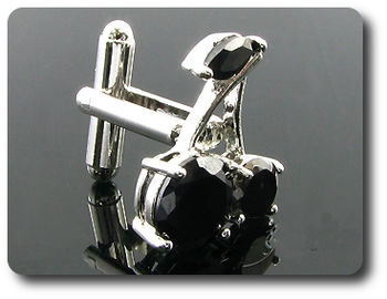 6x10-7 mm Black Sapphire Cherries Cufflink