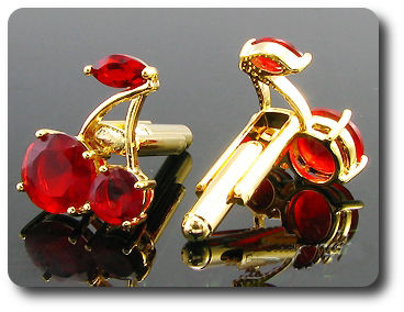 6x10-7 mm Red Ruby Cherries Cufflink