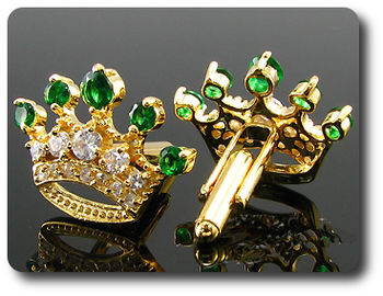 10x4 mm Green Emerald Crown Cufflink