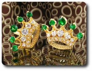 10x4 mm Green Emerald Crown Cufflink