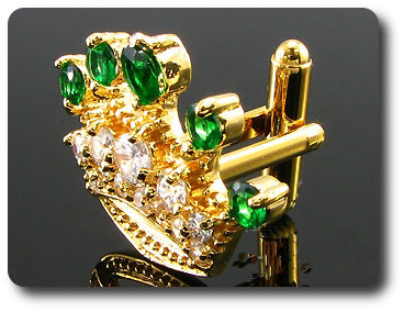 10x4 mm Green Emerald Crown Cufflink