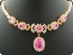 PARURE COLLIER SAPHIR ROSE + BOUCLES D'OREILLE