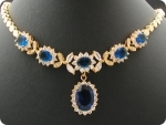 6x14-8mm Blue Sapphire Necklace + Earrings