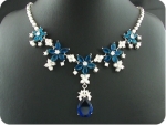 18~6mmx26 Blue Sapphire Necklace + Earrings