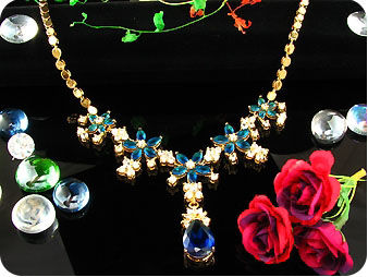 Blue Sapphire Necklace + Earrings