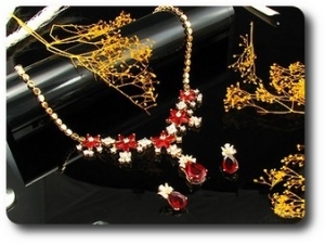 Red Ruby Necklace + Earrings