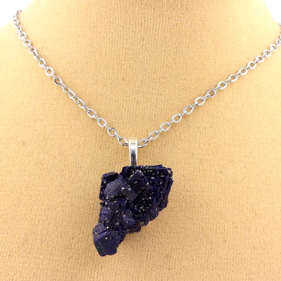 Necklace raw Chessylite Azurite.