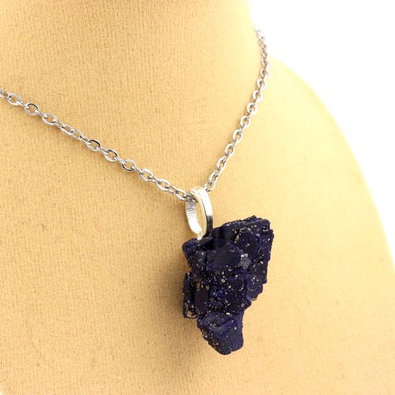 Necklace raw Chessylite Azurite.