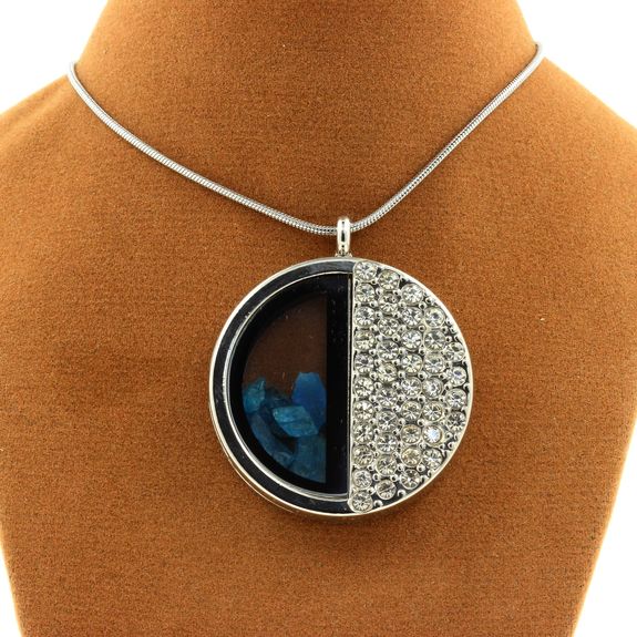 Raw neon blue Apatite necklace.