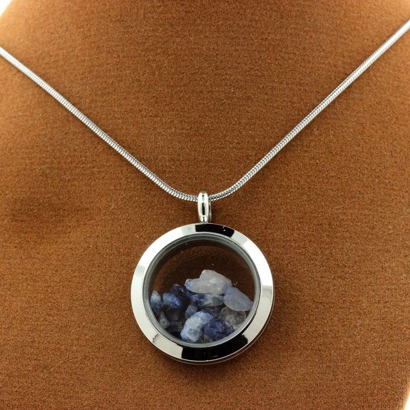 Raw Benitoite Medallion model 25 Silver color - Main Image