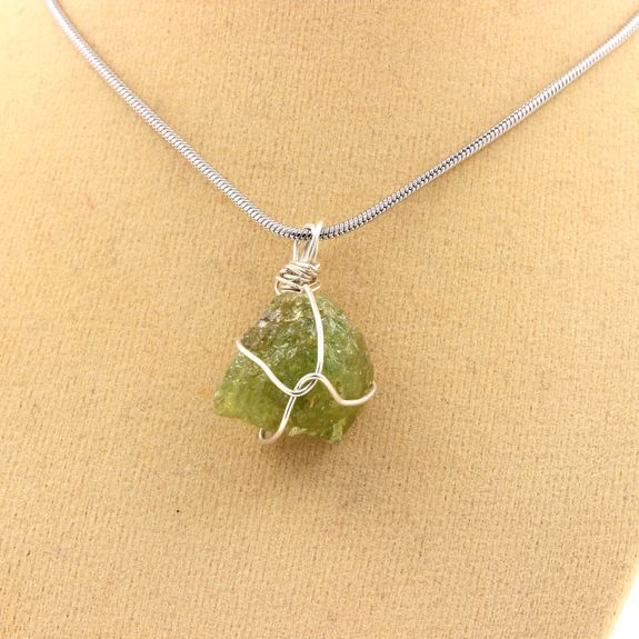 Necklace raw Grossular Garnet.