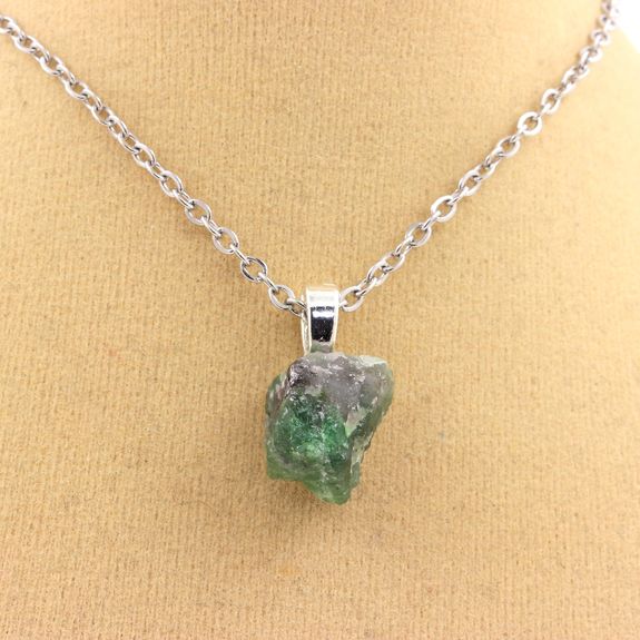 Raw Tsavorite Garnet Necklace. 13.70 ct.