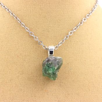 Raw Tsavorite Garnet Necklace. 13.70 ct.