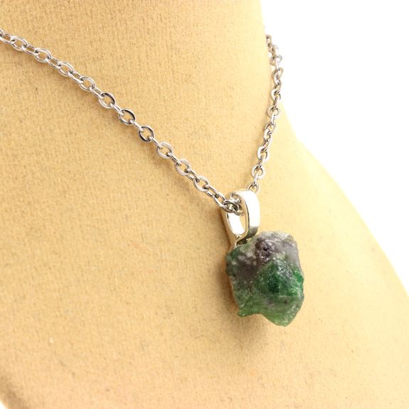 Raw Tsavorite Garnet Necklace. 13.70 ct.