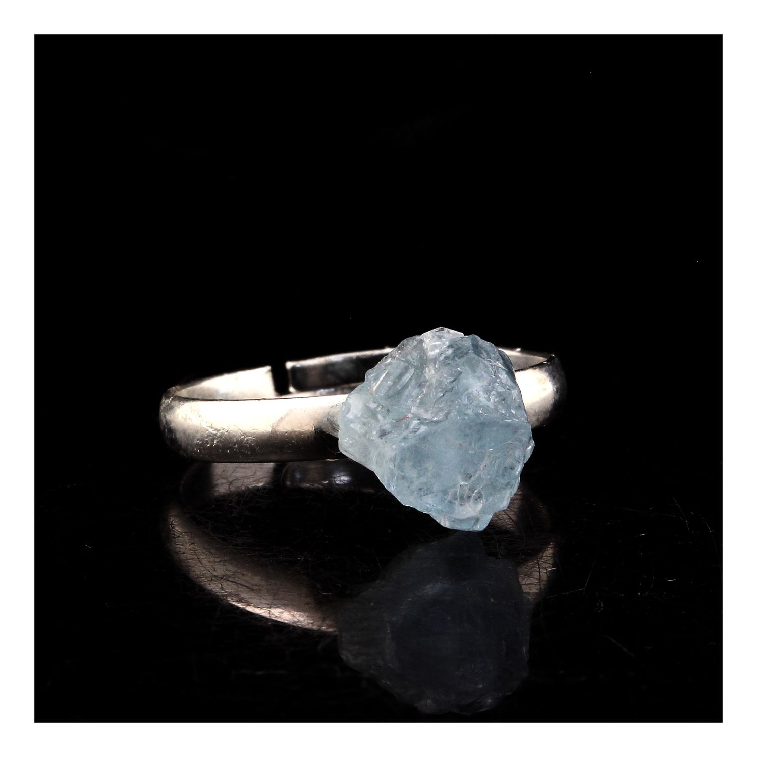 Bague Aigue-marine Biseautée - Argent 925 - Taille 56 - 17x13x6 Mm - Fabriquée En France