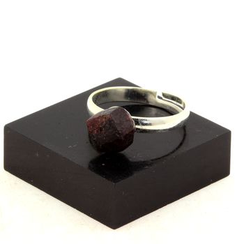 Silver Plated raw Garnet Ring. 11.06 ct.