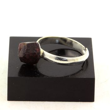 Silver Plated raw Garnet Ring. 11.06 ct.