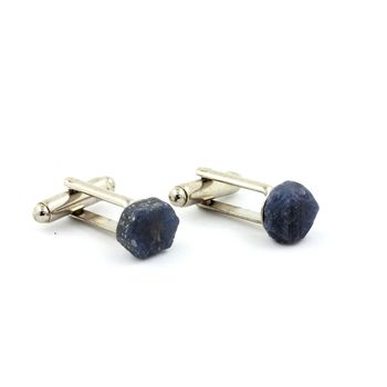 Raw Sapphire Cufflinks. 30.79 ct.