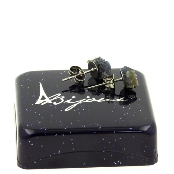 Boucles d'oreille Saphir brut. 7.36 ct.