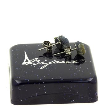 Boucles d'oreille Saphir brut. 7.36 ct.