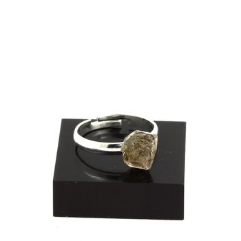 Silver Plated raw petroleum Quartz Ring. 8.63 ct.