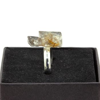 Silver Plated raw petroleum Quartz Ring. 13.30 ct.