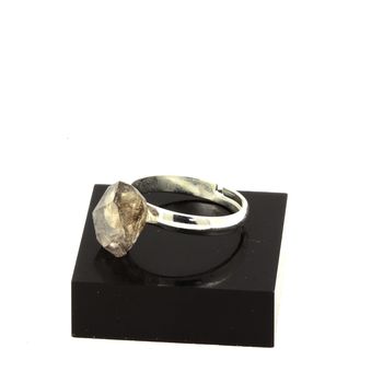 Bague Quartz pétrole brut plaqué argent. 9.82 ct.