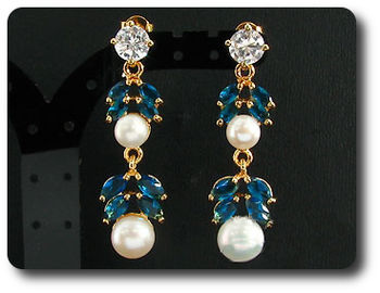 Pearl & Blue Sapphire Necklace + Earrings