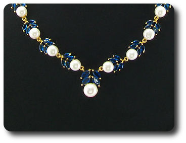 Pearl & Blue Sapphire Necklace + Earrings
