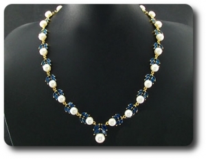 Pearl & Blue Sapphire Necklace + Earrings