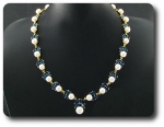 Pearl & Blue Sapphire Necklace + Earrings
