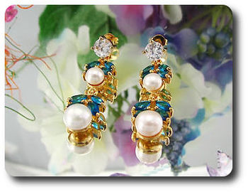 Pearl & Blue Sapphire Necklace + Earrings