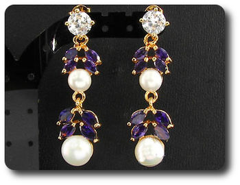Pearl & Purple Amethyst Necklace + Earrings