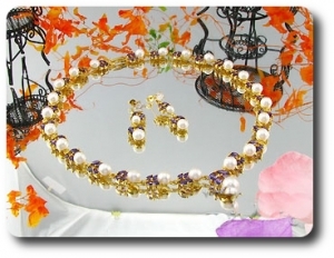 Pearl & Purple Amethyst Necklace + Earrings