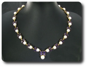 Pearl & Purple Amethyst Necklace + Earrings