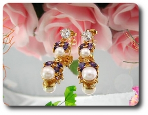 Pearl & Purple Amethyst Necklace + Earrings