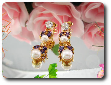 Pearl & Purple Amethyst Necklace + Earrings