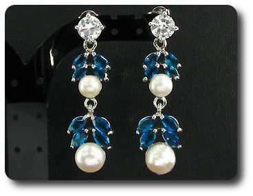 Pearl & Blue Sapphire Necklace + Earrings