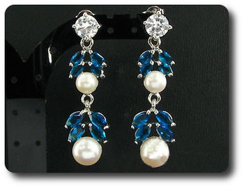 Pearl & Blue Sapphire Necklace + Earrings