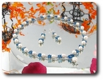 Pearl & Blue Sapphire Necklace + Earrings