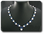 Pearl & Blue Sapphire Necklace + Earrings