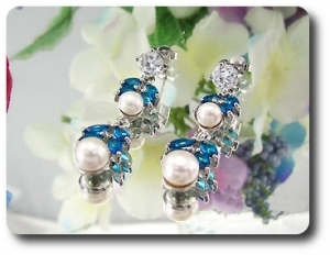 Pearl & Blue Sapphire Necklace + Earrings