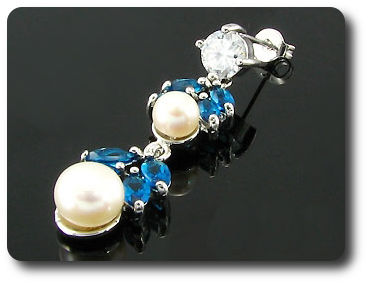 Pearl & Blue Sapphire Necklace + Earrings