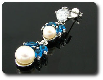 Pearl & Blue Sapphire Necklace + Earrings