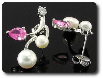 Pearl & Pink Sapphire Necklace + Earrings