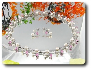 Pearl & Pink Sapphire Necklace + Earrings