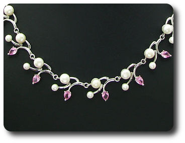Pearl & Pink Sapphire Necklace + Earrings