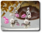 Pearl & Pink Sapphire Necklace + Earrings