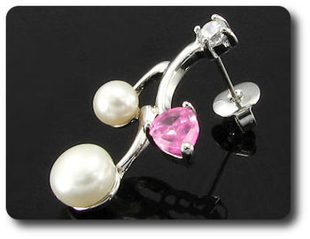 Pearl & Pink Sapphire Necklace + Earrings