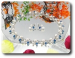 Pearl & Blue Sapphire Necklace + Earrings